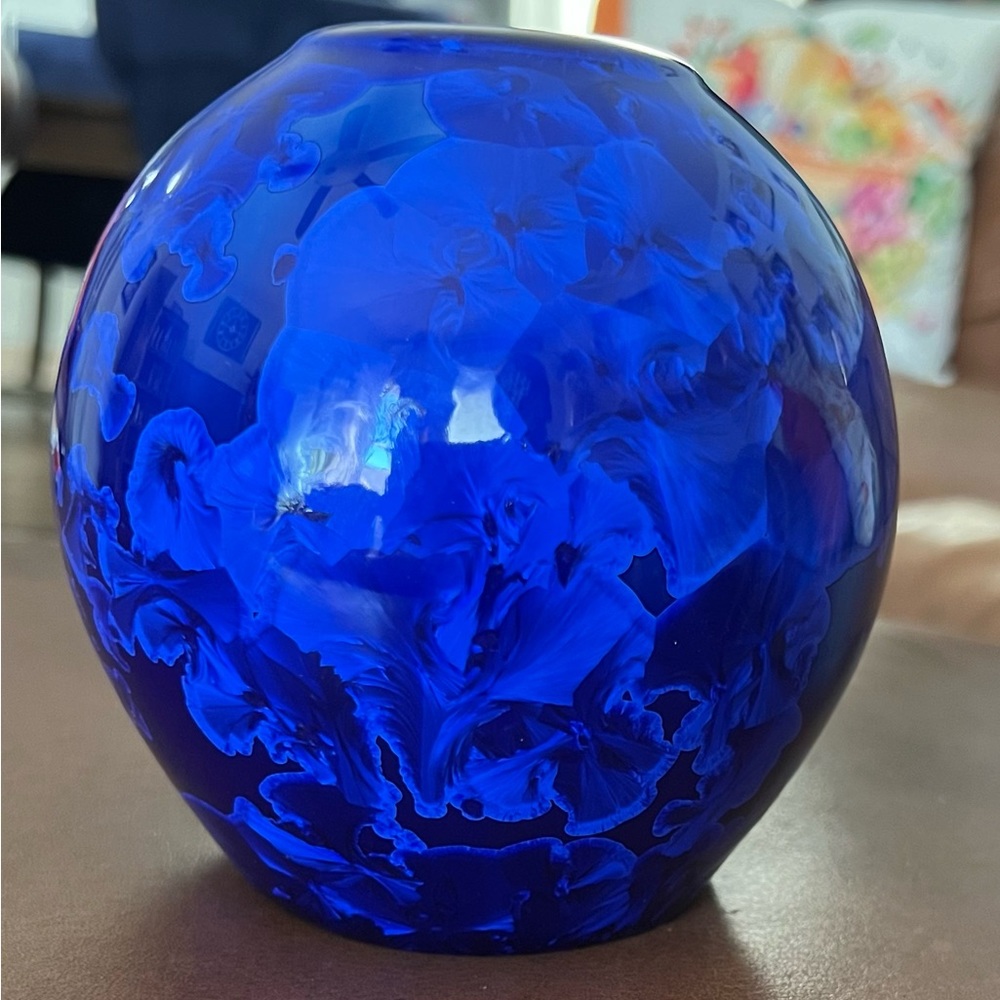 Crystalline Jon Price Blue Pottery Vase